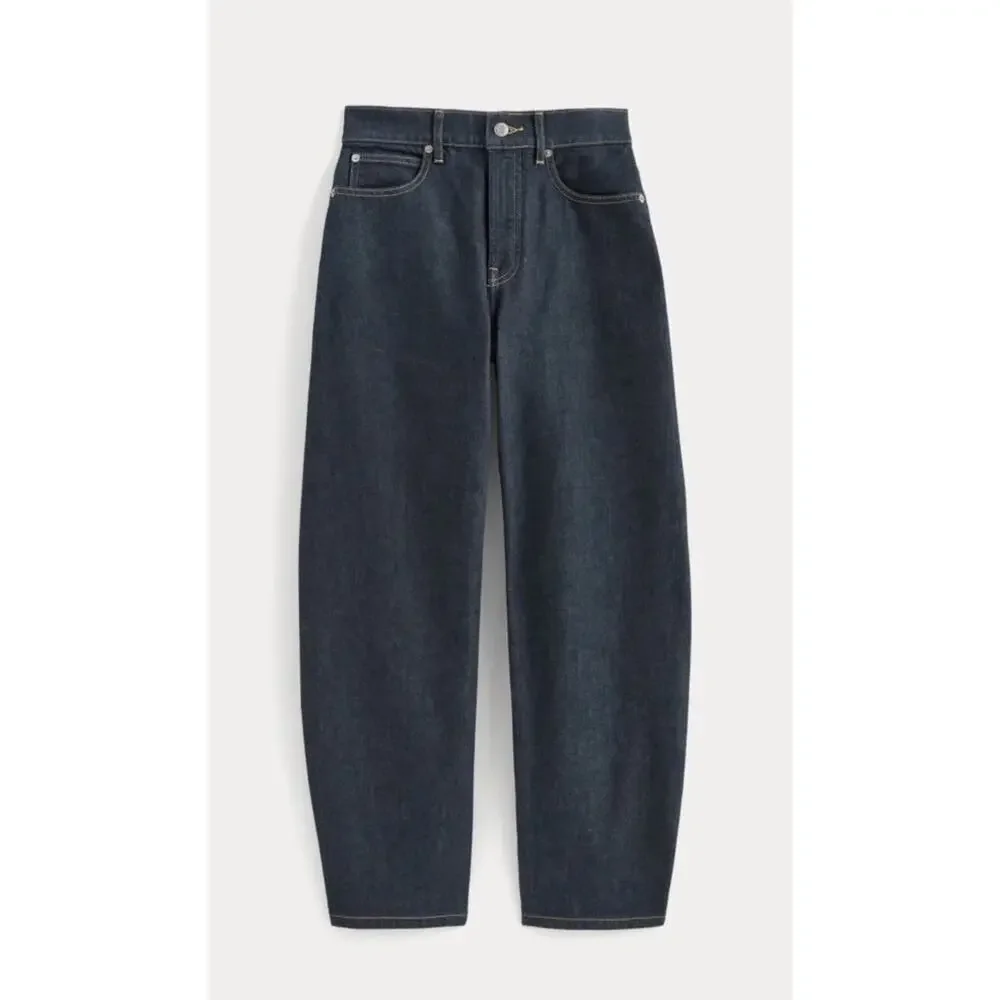 Everlane The Way High Curve Jeans Pure Blue Barrel 29R Dark Wash - Picture 1 of 9